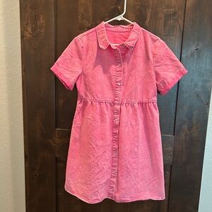 Pink Denim Cotton Blend Dress - Size S